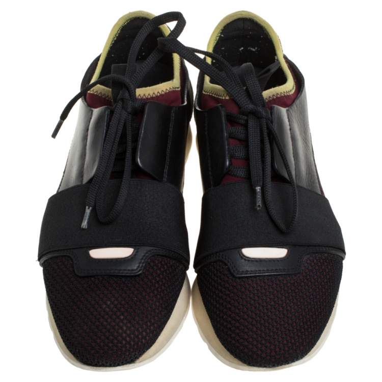 Pre Owned Balenciaga Multi color Leather, Suede And Mesh Race Runner Sneakers Size 37