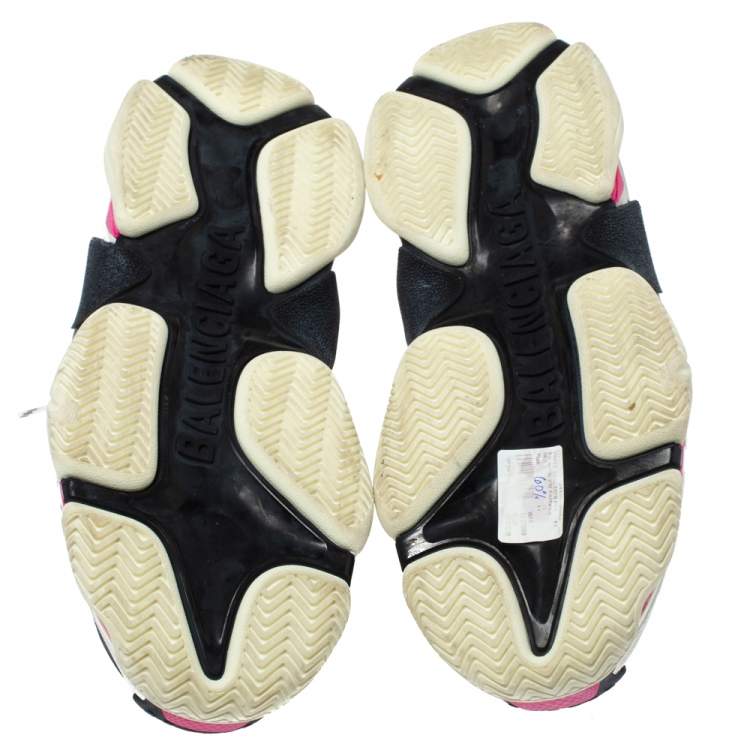 Pre Owned Balenciaga Tri Color Leather And Mesh Triple S Platform Sneakers Size 41