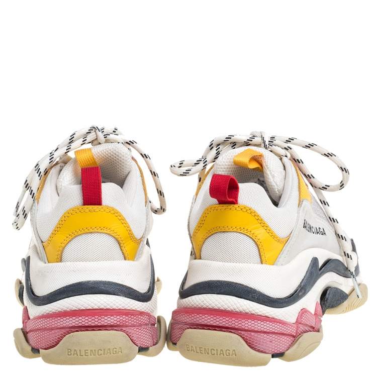 Pre Owned Balenciaga Multicolor Leather and Mesh Triple S Platform Sneakers Size 38