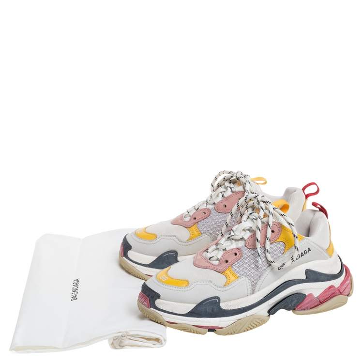 Pre Owned Balenciaga Multicolor Leather and Mesh Triple S Platform Sneakers Size 38