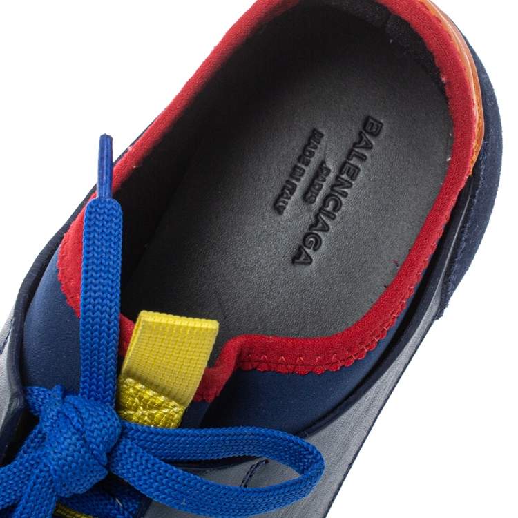 Pre Owned Balenciaga Multicolor Leather, Suede And Mesh Race Runner Sneakers Size 38