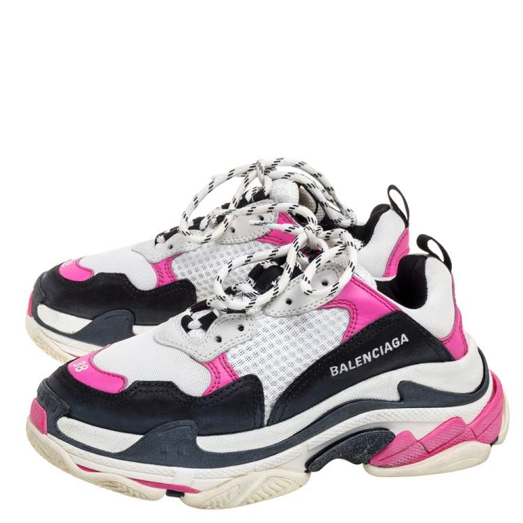 مملوكة مسبقًا Balenciaga Tri Color Mesh And Leather Triple S Trainer Sneakers Size 38