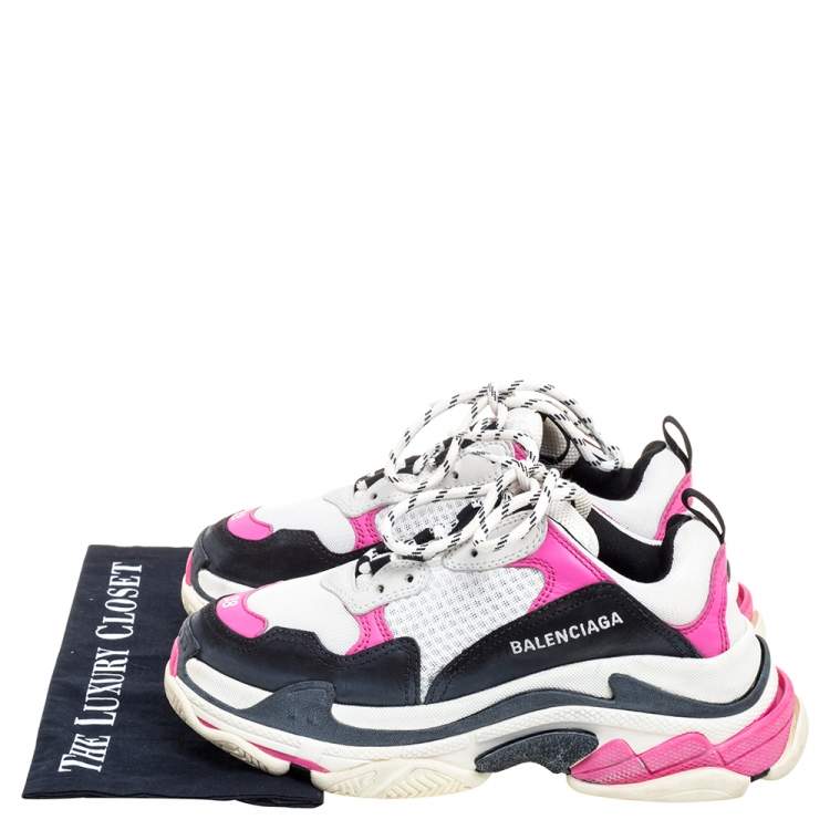 مملوكة مسبقًا Balenciaga Tri Color Mesh And Leather Triple S Trainer Sneakers Size 38