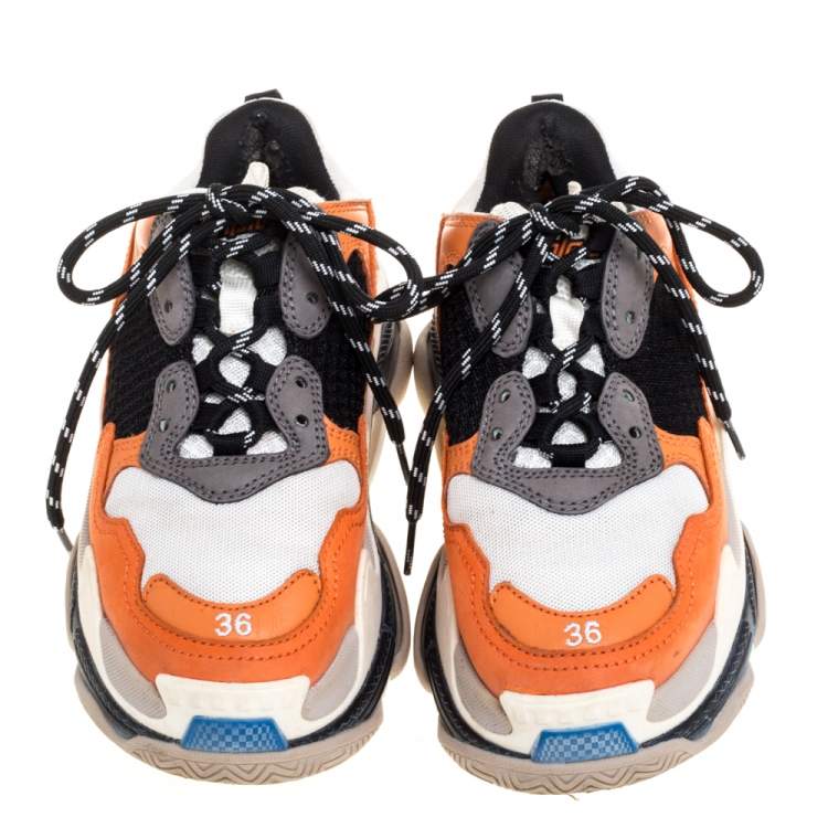 Pre Owned Balenciaga Multicolor Leather and Mesh Triple S Low Top Sneaker Size 36