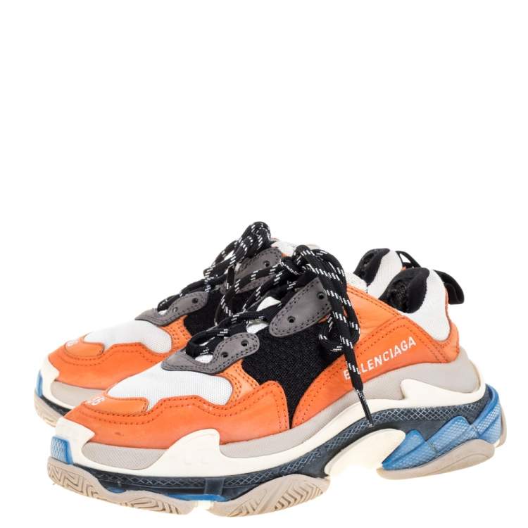 Pre Owned Balenciaga Multicolor Leather and Mesh Triple S Low Top Sneaker Size 36