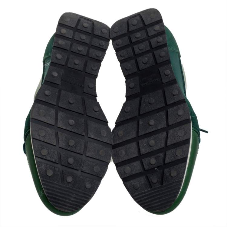 Pre Owned Balenciaga Green/Black Mesh And Suede Leather Race Runner Low Top Sneakers Size 36