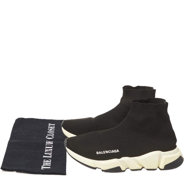 Pre Owned Balenciaga Black Knit Fabric Sock Sneakers Size 39