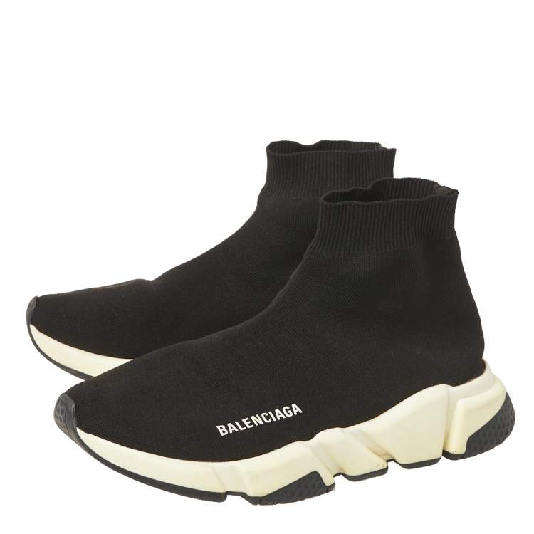 Pre Owned Balenciaga Black Knit Fabric Sock Sneakers Size 39