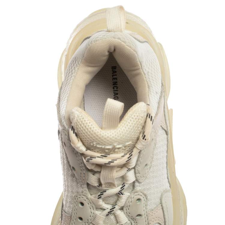 Pre Owned Balenciaga Tri Color Leather and Mesh Triple S Trainer Sneakers Size 37