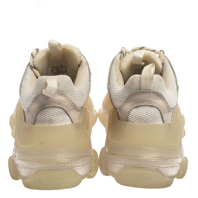 Pre Owned Balenciaga Tri Color Leather and Mesh Triple S Trainer Sneakers Size 37