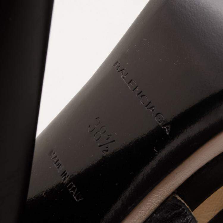 Pre Owned Balenciaga Black Leather Platform Sandals Size 38.5