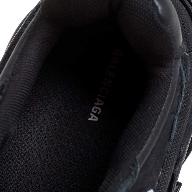 Pre Owned Balenciaga Black Nylon and Suede Leather Triple S Low Top Sneakers Size 39