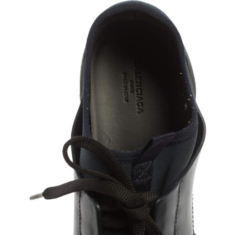 Pre Owned Balenciaga Blue Leather And Mesh Race Runner Sneakers Size 39