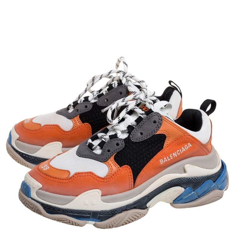 مملوكة مسبقًا Balenciaga Multicolor Mesh and Leather Triple S Platform Sneakers Size 38