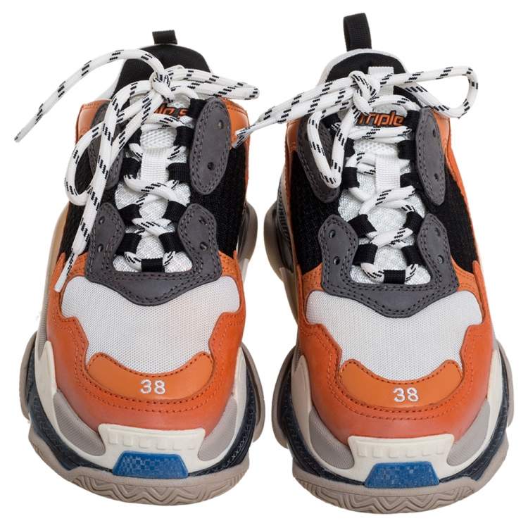 مملوكة مسبقًا Balenciaga Multicolor Mesh and Leather Triple S Platform Sneakers Size 38