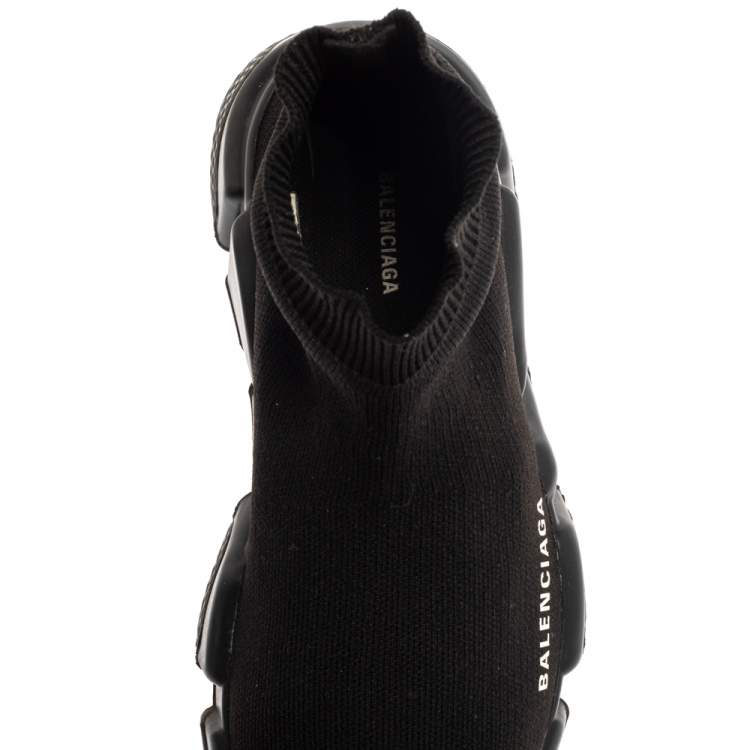 Pre Owned Balenciaga Black Knit Fabric Speed Trainer Sneakers Size 36