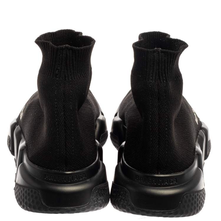 Pre Owned Balenciaga Black Knit Fabric Speed Trainer Sneakers Size 36