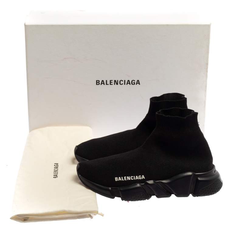 Pre Owned Balenciaga Black Knit Fabric Speed Trainer Sneakers Size 36