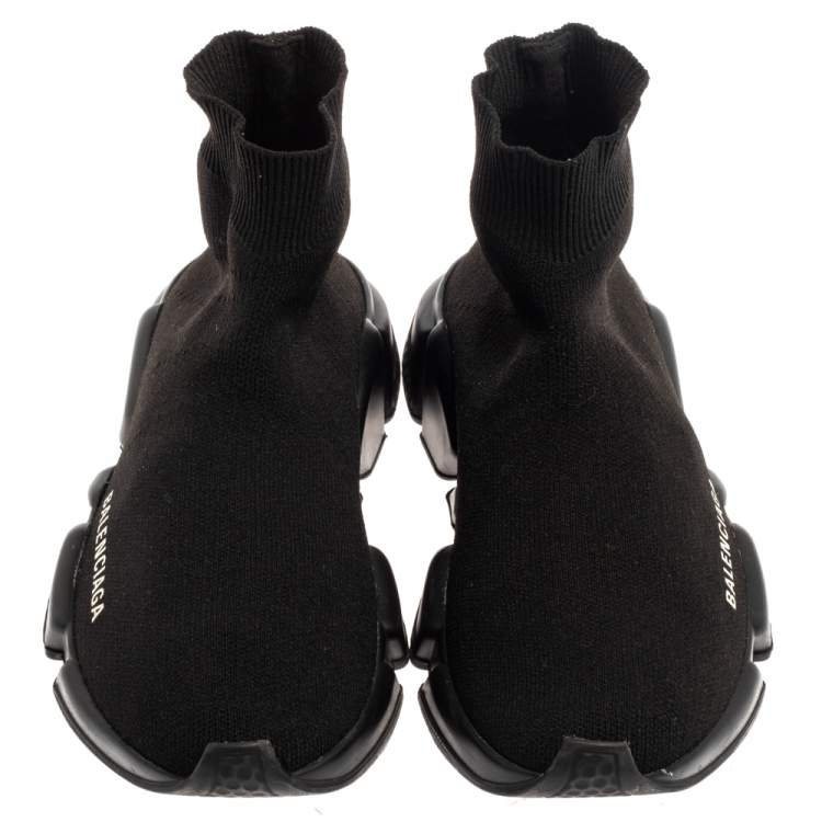 Pre Owned Balenciaga Black Knit Fabric Speed Trainer Sneakers Size 36