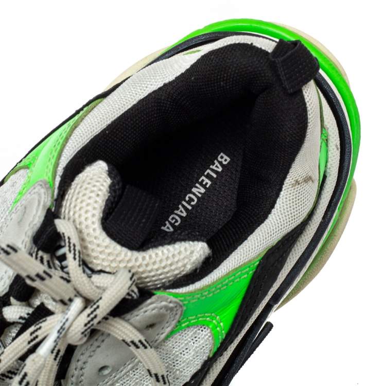 Pre Owned Balenciaga Tri Color Mesh And Leather Triple S Low Top Sneakers Size 37
