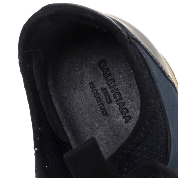 Pre Owned Balenciaga Blue Suede and Leather Race Runner Sneaker Size 39