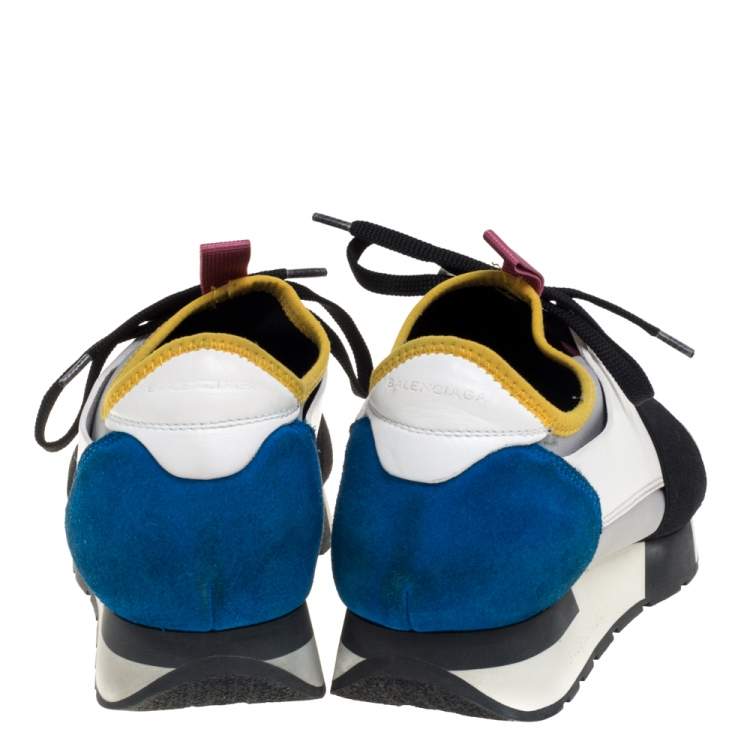 Pre Owned Balenciaga Multicolor Leather and Mesh Race Runner Sneakers Size 38