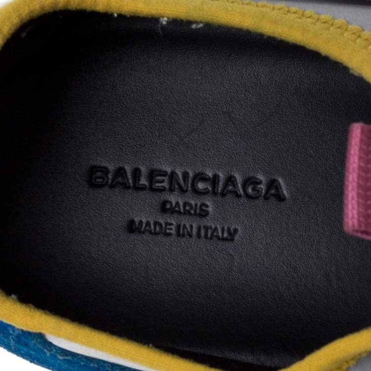 Pre Owned Balenciaga Multicolor Leather and Mesh Race Runner Sneakers Size 38