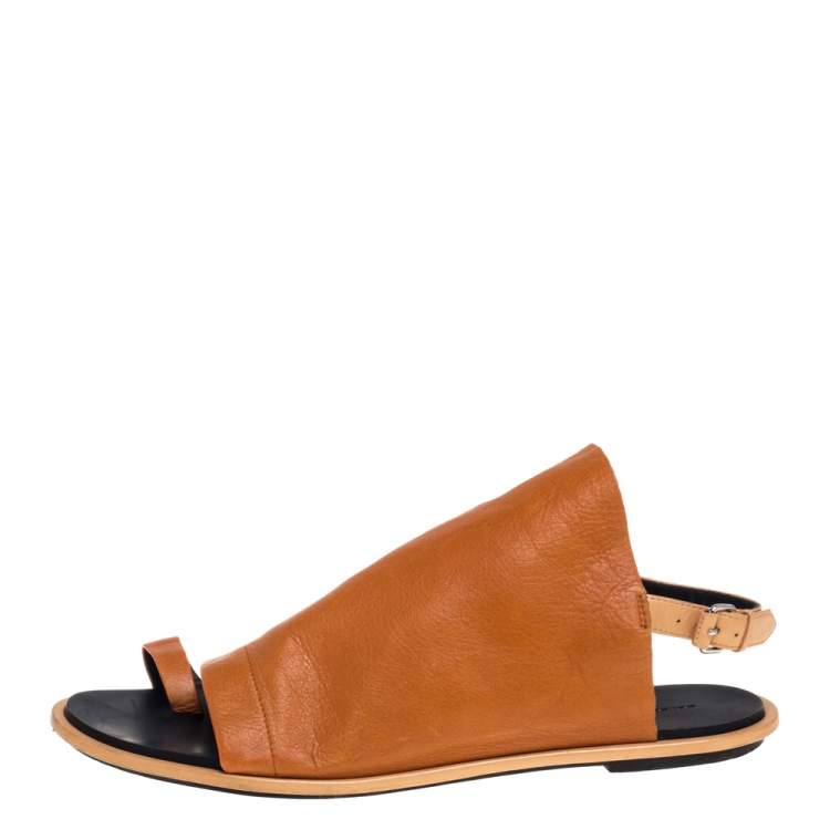 Pre Owned Balenciaga Tan Leather Flats Size 41