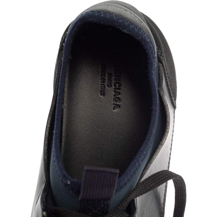 Pre Owned Balenciaga Blue/Black Mesh And Suede Leather Race Runner Low Top Sneakers Size 37