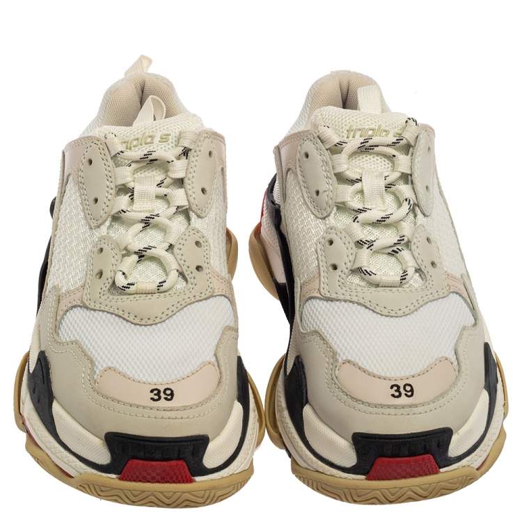 Pre Owned Balenciaga Multicolor Leather And Mesh Triple S Sneakers Size 39