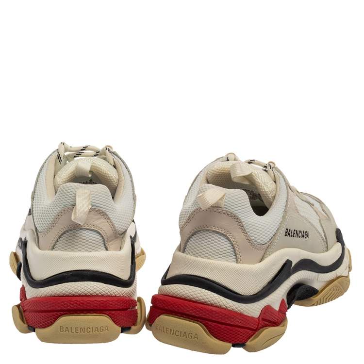 Pre Owned Balenciaga Multicolor Leather And Mesh Triple S Sneakers Size 39
