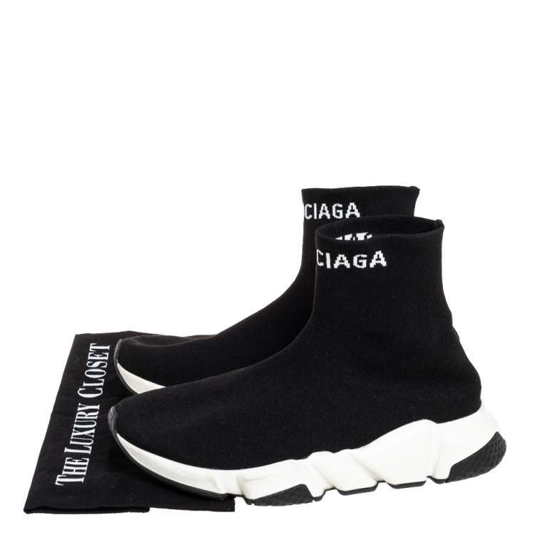 Pre Owned Balenciaga Black Knit Fabric Speed Sock Sneakers Size 40