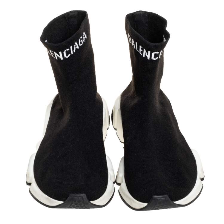 Pre Owned Balenciaga Black Knit Fabric Speed Sock Sneakers Size 40