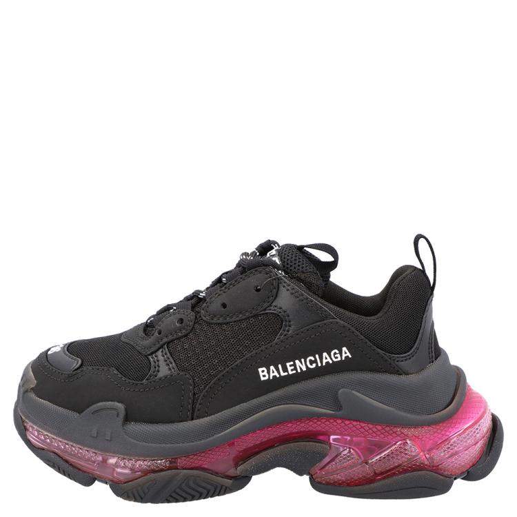 Balenciaga Black/Pink Triple S Clear Sole Sneakers Size 39