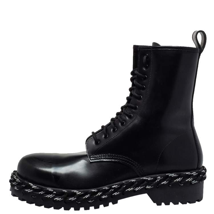 BALENCIAGA Strike rubbereffect leather combat boots  Black   600911WBBO01000  Tizianafausticom