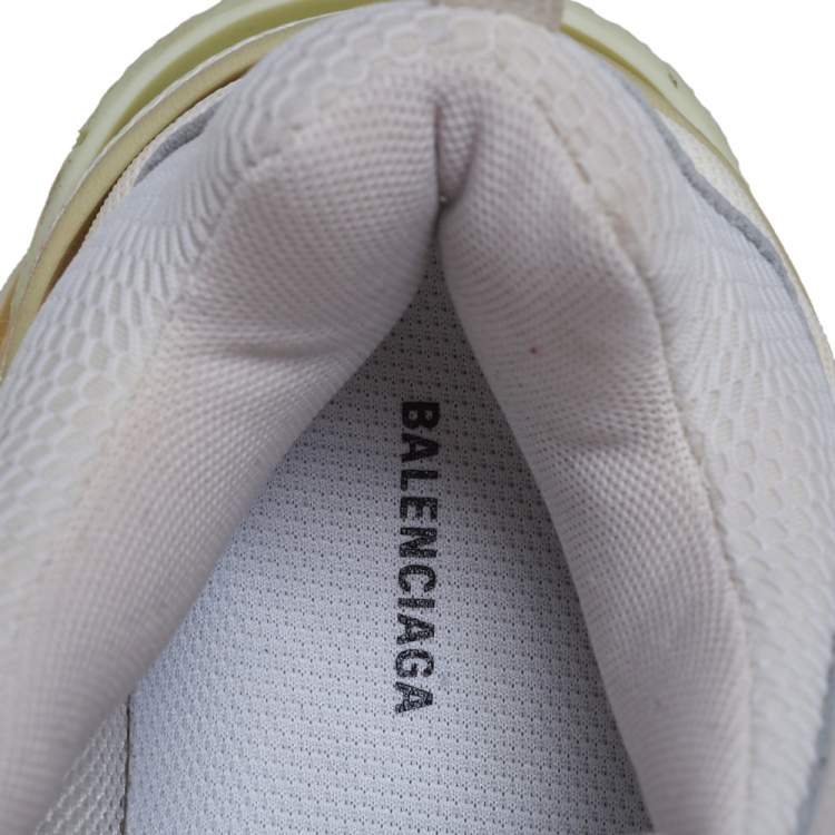 Pre Owned Balenciaga White/Grey Mesh And Leather Triple S Sneakers Size 39