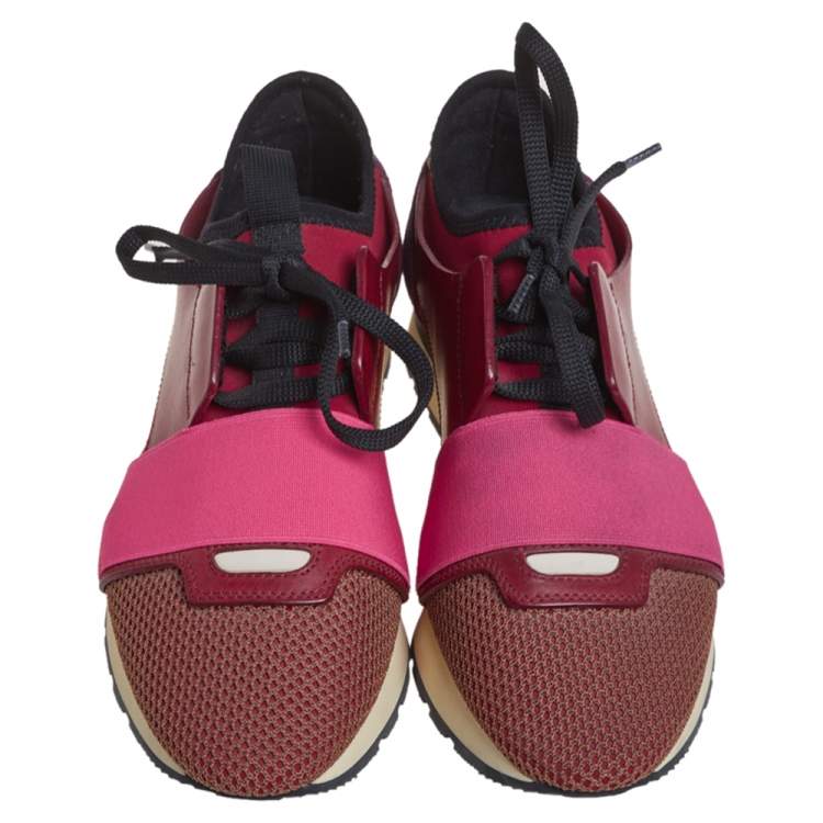 Pre Owned Balenciaga Multicolor Leather And Mesh Race Runner Sneakers Size 37