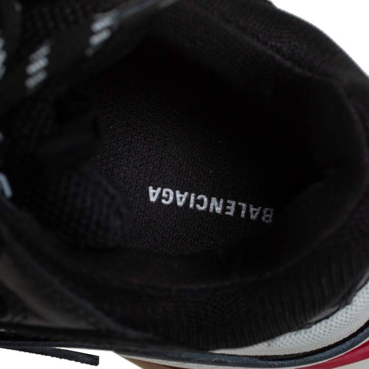 Pre Owned Balenciaga Black Leather And Mesh Triple S Clear  Sneakers Size 38