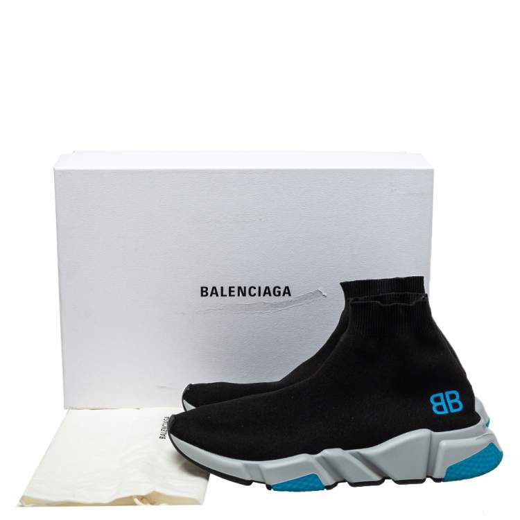 Pre Owned Balenciaga Black Knit Fabric Speed Trainer Sneakers Size 41