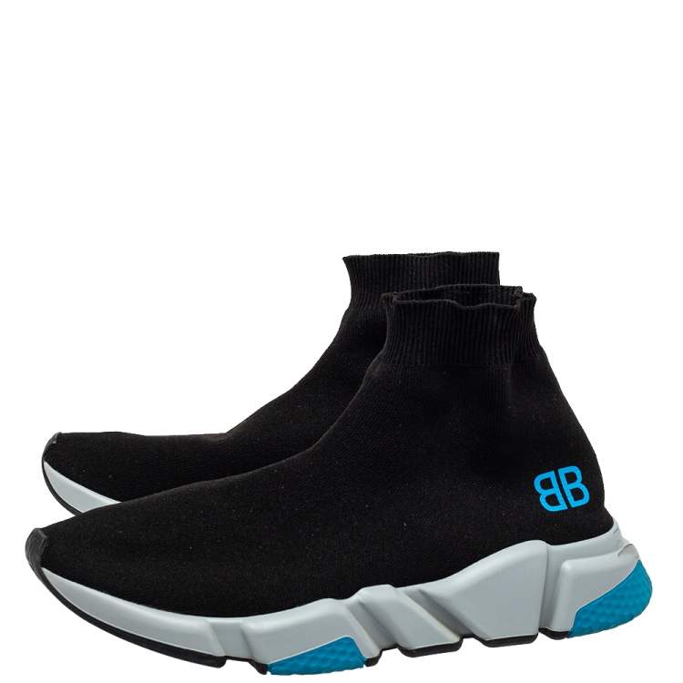 Pre Owned Balenciaga Black Knit Fabric Speed Trainer Sneakers Size 41