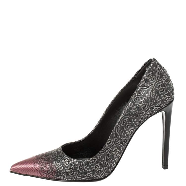 Pre Owned Balenciaga Multicolor Embroidered Ombre Detail Fabric Pointed Toe Pumps Size 39