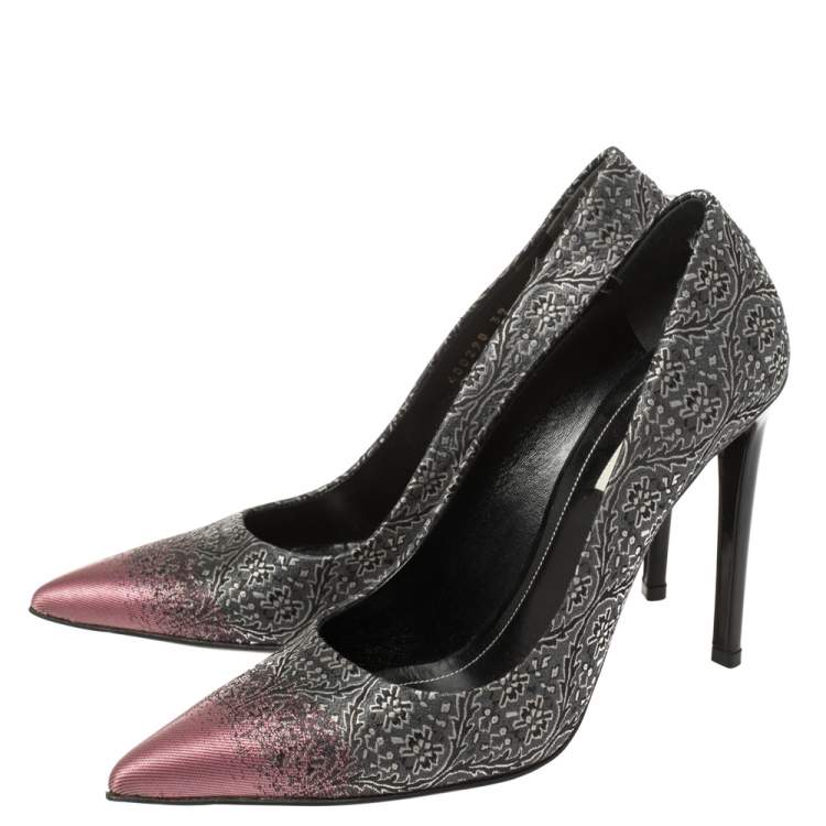 Pre Owned Balenciaga Multicolor Embroidered Ombre Detail Fabric Pointed Toe Pumps Size 39