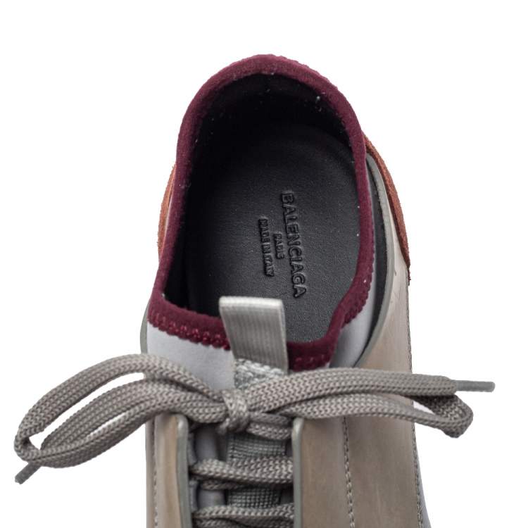 Pre Owned Balenciaga Multicolor Mesh And Suede Race Runners Low Top Sneakers Size 38