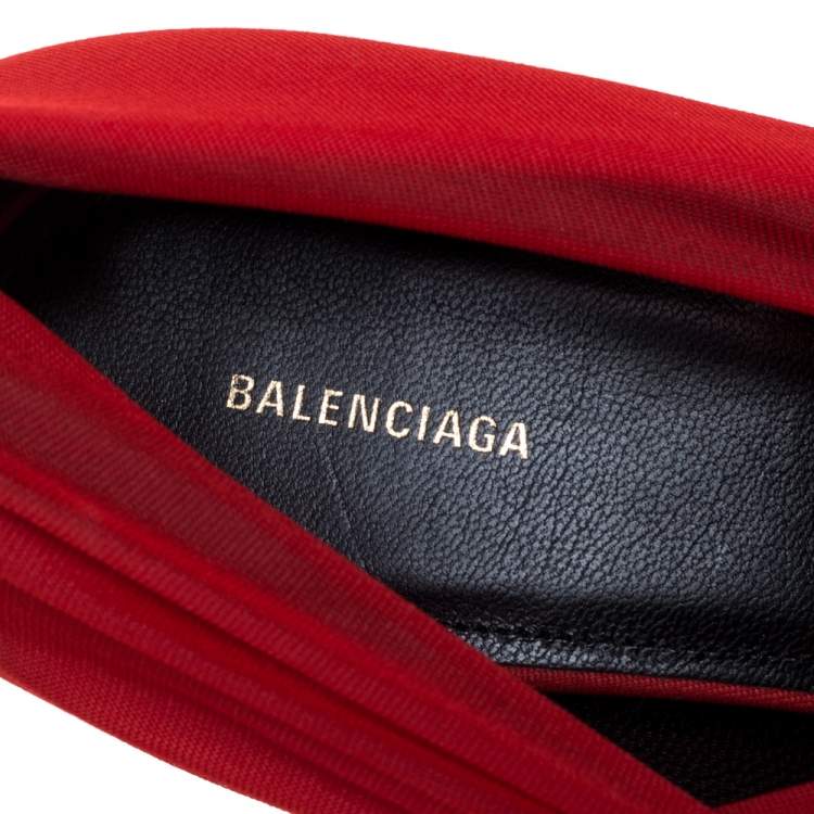 Pre Owned Balenciaga Red Stretch Fabric Pointed Toe Pumps Size 39.5