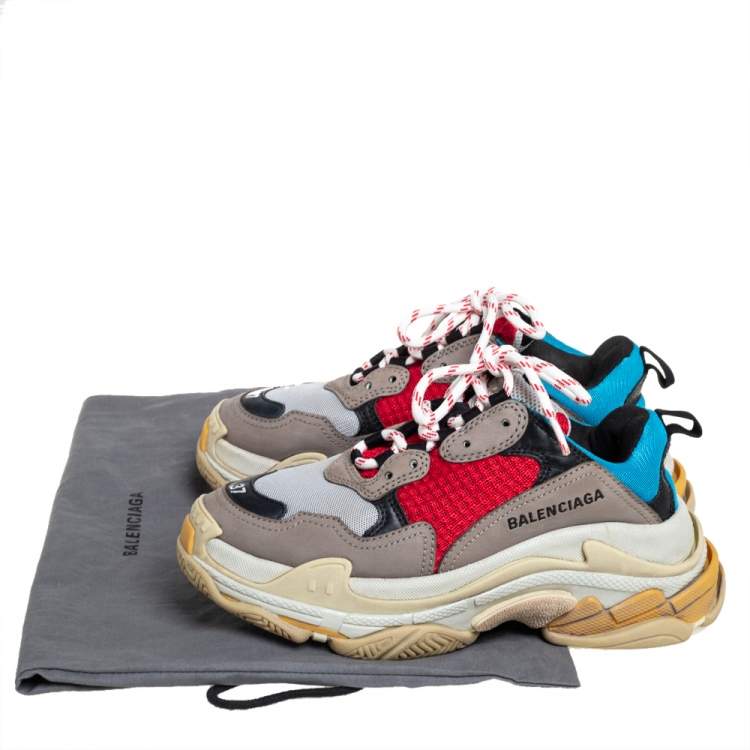 Pre Owned Balenciaga Multicolor Mesh And Leather Triple S Low Top Sneakers Size 37