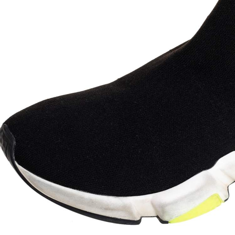 Pre Owned  Balenciaga Black Knit Fabric Speed Trainer Sneakers Size 39