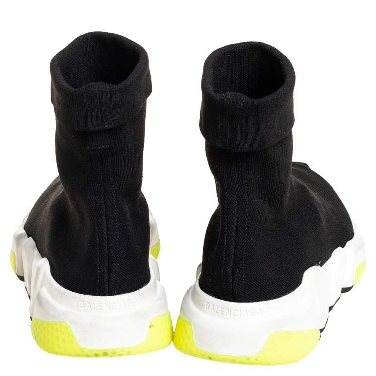 Pre Owned  Balenciaga Black Knit Fabric Speed Trainer Sneakers Size 39