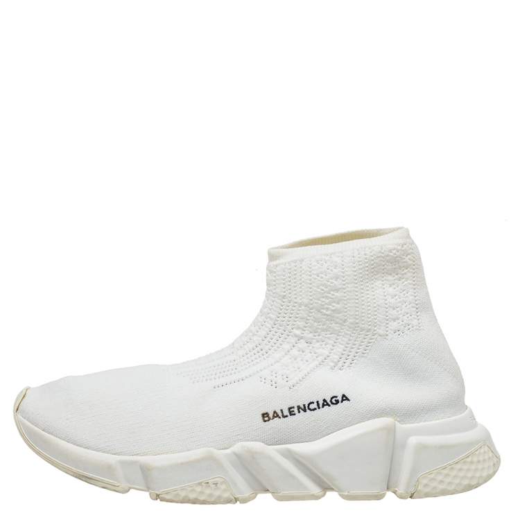Balenciaga White Knit Fabric Trainer Slip On Sneakers Size 40 | TLC