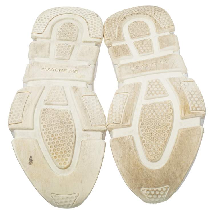 Pre Owned Balenciaga White Knit Fabric Speed Trainer Slip On Sneakers Size 40