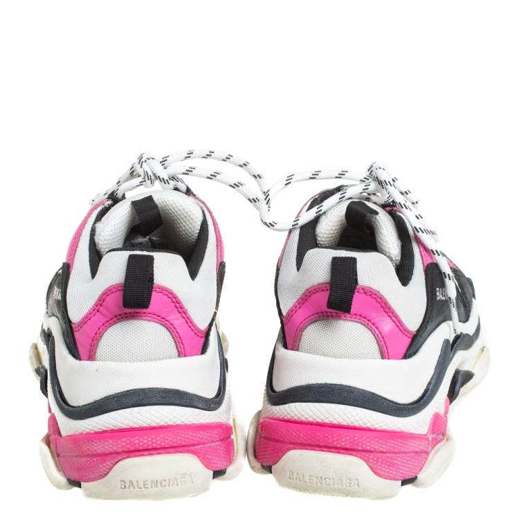 Pre Owned Balenciaga Multicolor Nubuck And Mesh Triple S Lace Up Sneaker Size 38